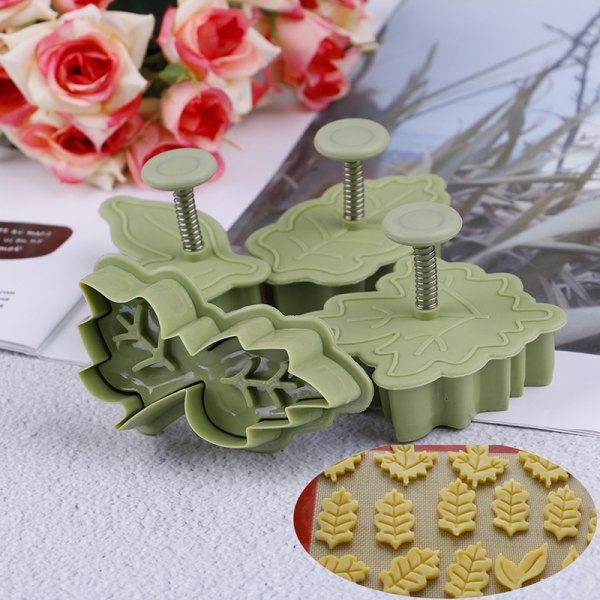 4 stk/sett DIY bakeform bladform 3D cookie ter kjeksformer k 4 PCS onesize