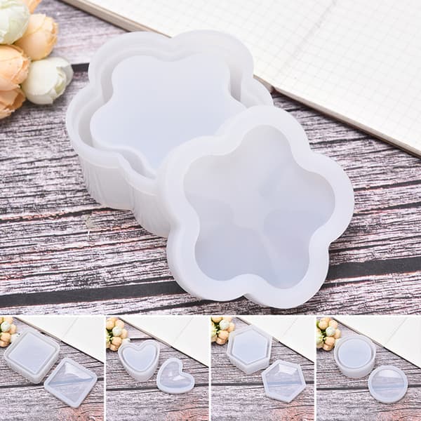 Hjerteform Resin Silikoneform Hexagon Opbevaringsboksform DIY Ta D