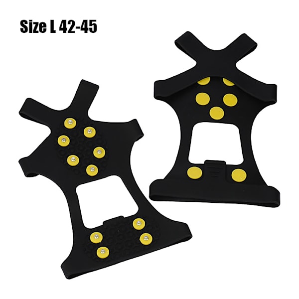 10-studs Snow Ice Claw Klatring Anti-Slip Spikes Grips Crampon C black L