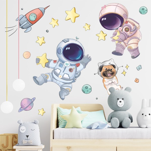 e Space Astronaut Wall Stickers til børn Vægdekoration til børneværelse one size