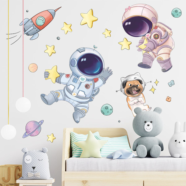 e Space Astronaut Wall Stickers til børn Vægdekoration til børneværelse one size