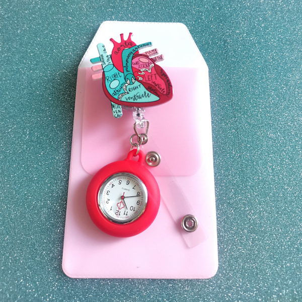 Anatomisk hjärtdiagram Retractable Badge Reel med läder Ta Random model
