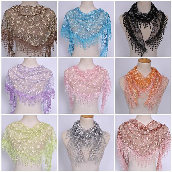1 Stk Kvinner Mote Triangle Wrap Lady Sjal Blomst Blonderskjerf Sh Dark pink