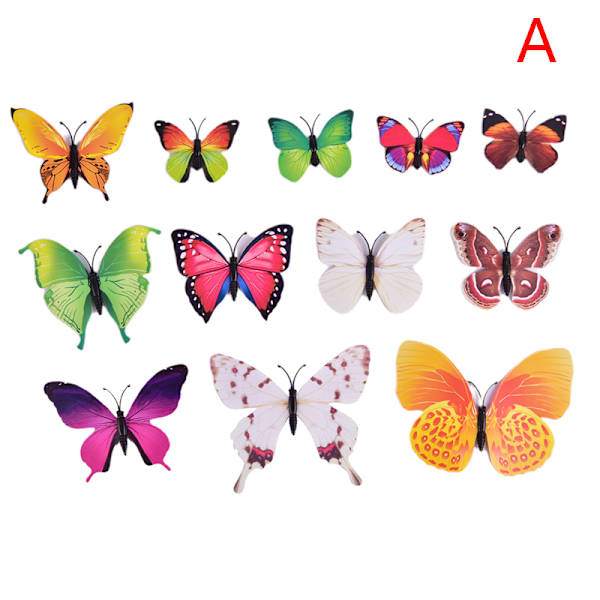 12 stk. Butterfly Magnets Stickers Køkkenmagneter Køleskab H A