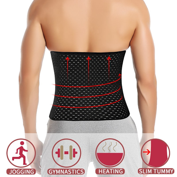 Mænd Slankende Body Shaper Taljetræner Trimmer Bælte Korset Til Black 2XL