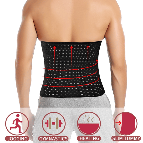 Mænd Slankende Body Shaper Taljetræner Trimmer Bælte Korset Til Black XL