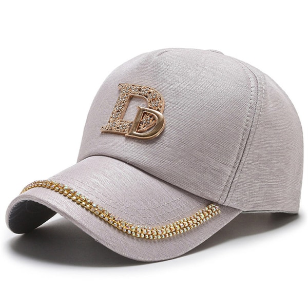 Letter D Baseballkasket rhinestone trend bomuld bling cap snapbac Gray