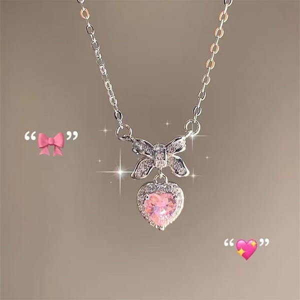 Kristall Zirkon Rosett Hjärthänge Halsband Elegant Mode one size