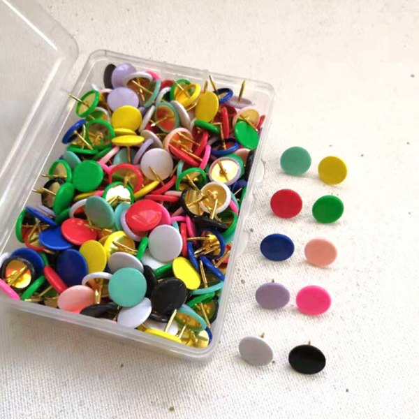 100 stk Runde Push Pins Oppslagstavle Kart Tommel Tacks Point Bulle Multicolor