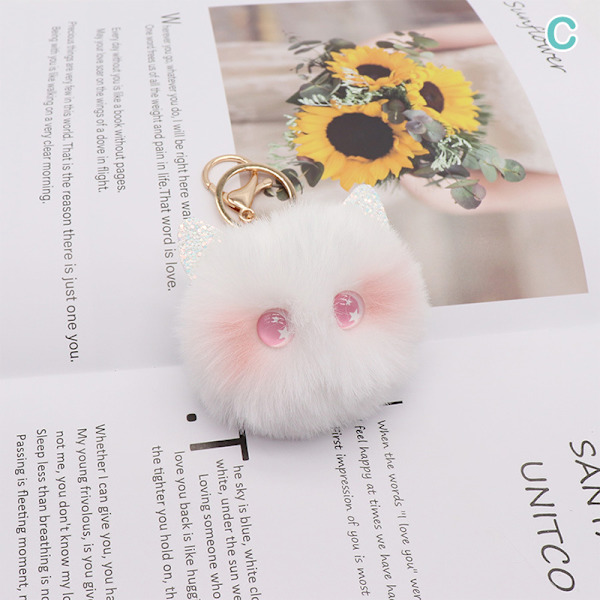e Blush Cat Ball nøkkelring Plysj anheng Bag Anheng Bursdag Gi C