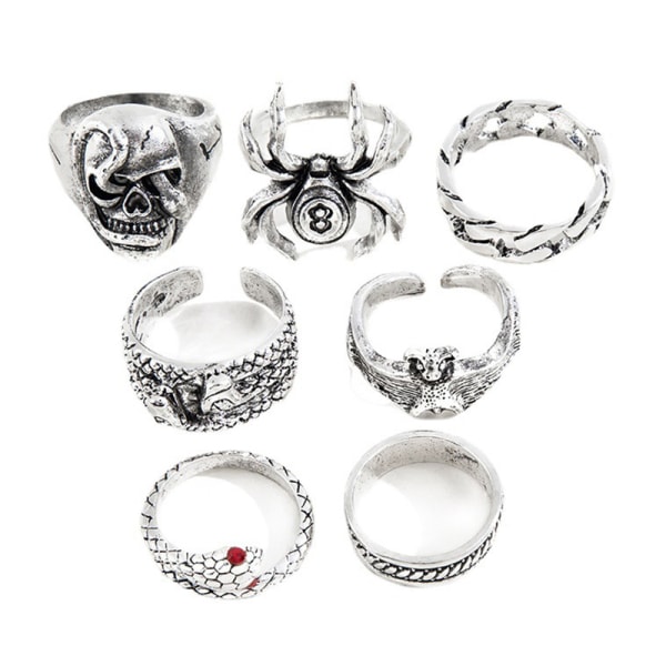 7 st/ set Punk Snake Rings för kvinnor Gothic Spider Men Smycken G one size