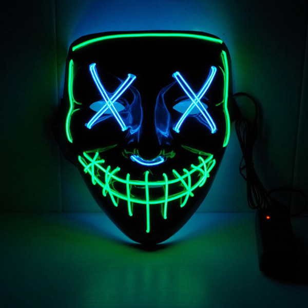 Halloween LED Mask Party Light Up Mixed Color Masque Glow In Da Green