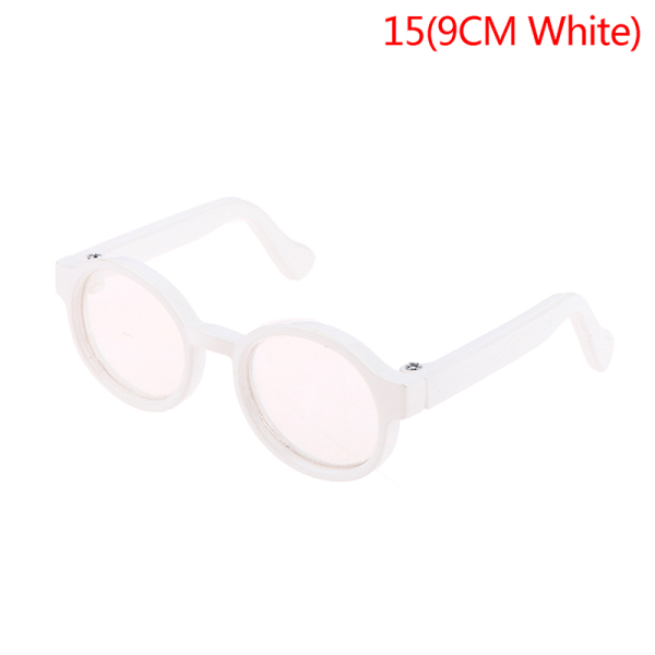 Plysch docka glasögon tillbehör rund båge 6,5/9,5 cm glasögon Clea 15(9CM White)
