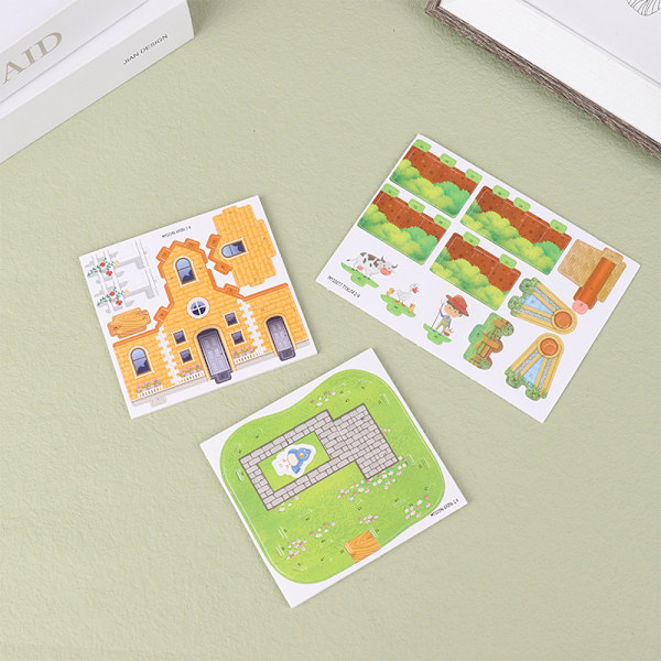 1Set DIY 3D-pusselkort Handgjorda husmodell barn Assemblin 11*9.8CM