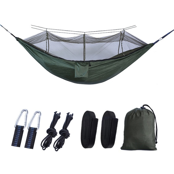 Bærbar utendørs campingtelthengekøye med fallskjermhengende S Deep Army Green