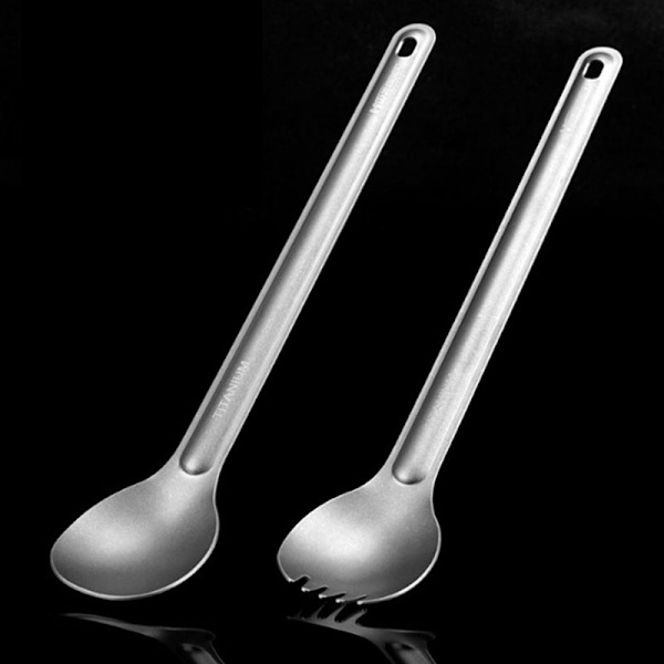 Titaanihaarukka pitkävartinen haarukka ulkoreitin Spork astiasto 21.5*4