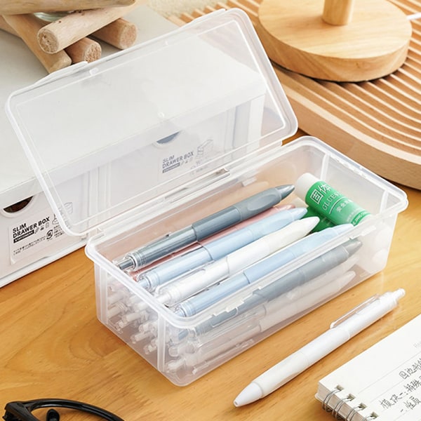 Läpinäkyvä lyijykynä muoviseen kynälaatikkoon Crayon Pen Storage Bo onesize