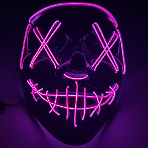 Halloween LED Mask Party Light Up Mix Color Masque Glow In Da Pink