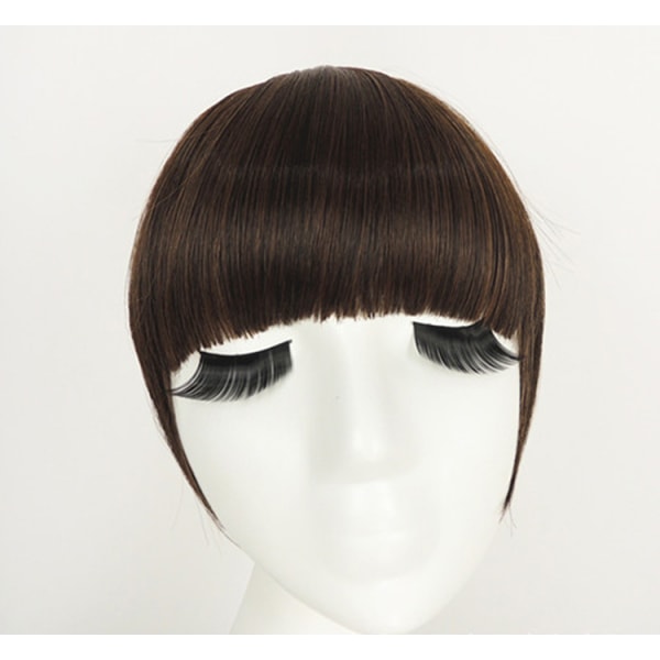 Fringe Clip In On Bangs Straight Hair Extended ruskea musta *l dark brown