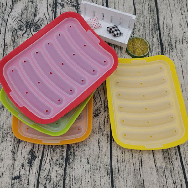 Uusi 6- mold silikonimakkaramuotti Kotitekoinen kinkkuhot dog -leivonta Blue