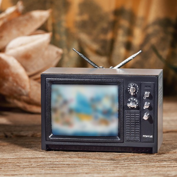 DollHouse Miniatyrprydnader Mini retro TV leksaksprydnader B