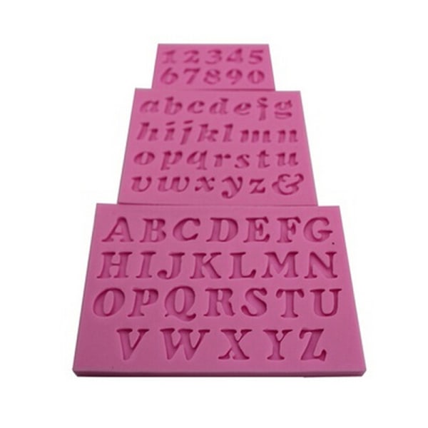 3 stk Ny Mini Bogstav&Number Silikone Håndlavet Fondant Kage Dec Pink Set