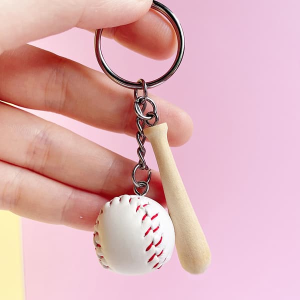 Baseball-avaimenperä Mini puinen mailapallo-avaimenperä Avaimenperät Urheilu White