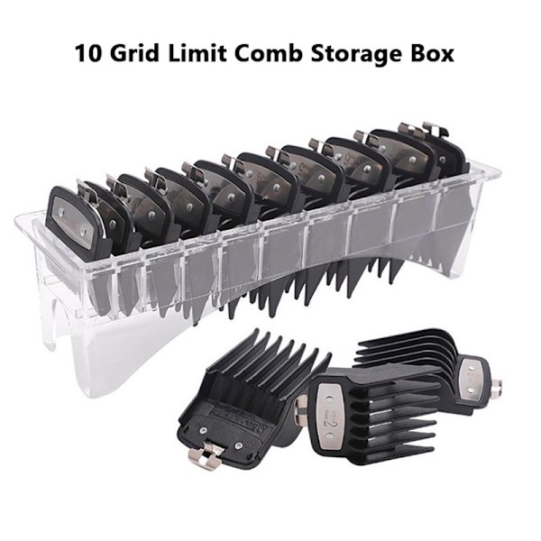 Universal Rektangulær Plastic Guide Kam Opbevaringsboks Barber Hai 10 grids