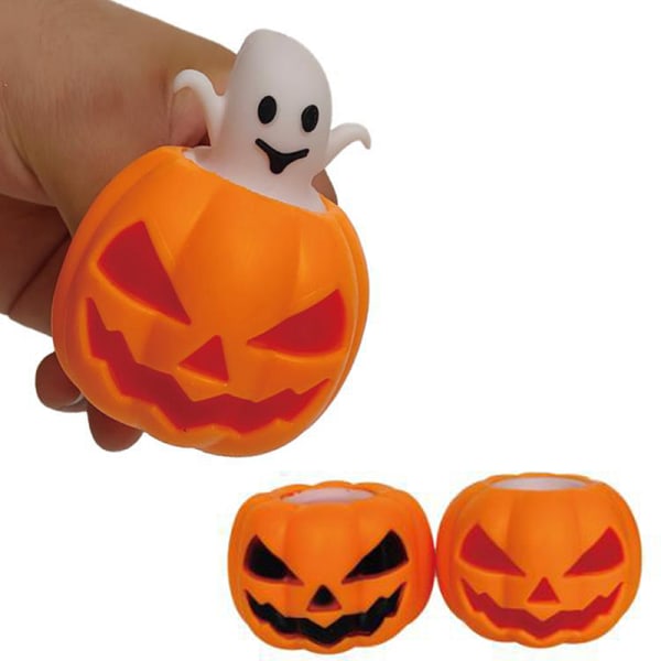 Halloween Pumpkin Ghost Dekompressionsleksak Gummi Bouncy Ball K Random colors 2 PCS