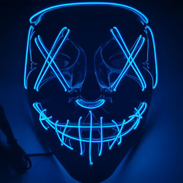 Halloween LED Mask Party Light Up Mixed Color Masque Glow In Da Blue