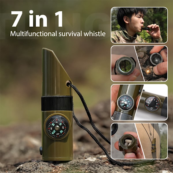 7in1Multi-Functional Whistle Outdoor Camping Vandring Klättring Su