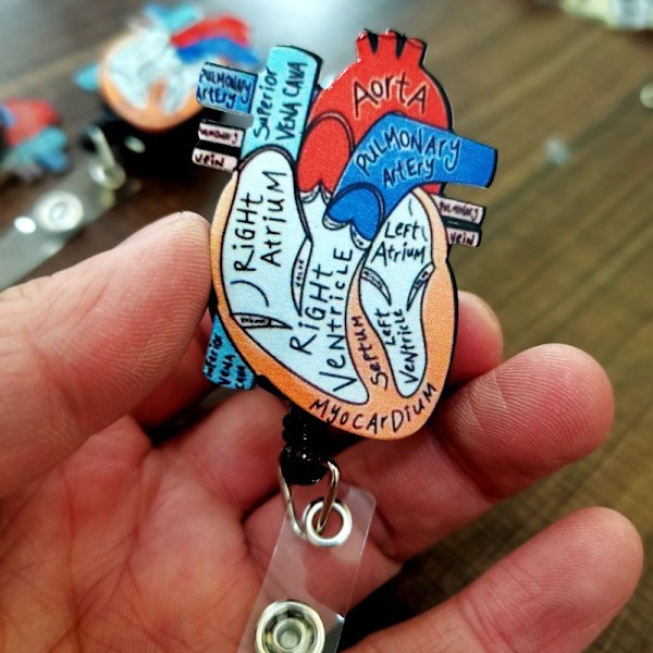 Anatomisk hjärtdiagram Retractable Badge Reel med läder Ta Random model