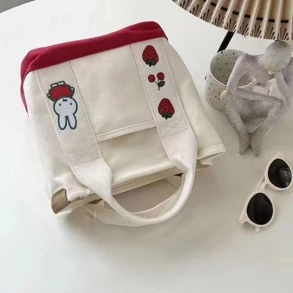 Dam Canvas Handväska Solid Färg Dam Casual Stor Kapacitet Red