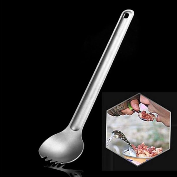 Titanium Fork Langt Håndtag Fork Outdoor Camping Spork Service 21.5*4