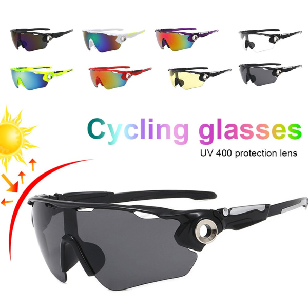 Cykelbriller 8 Clolors Outdoor Sports Solbriller Mænd Kvinder C Black