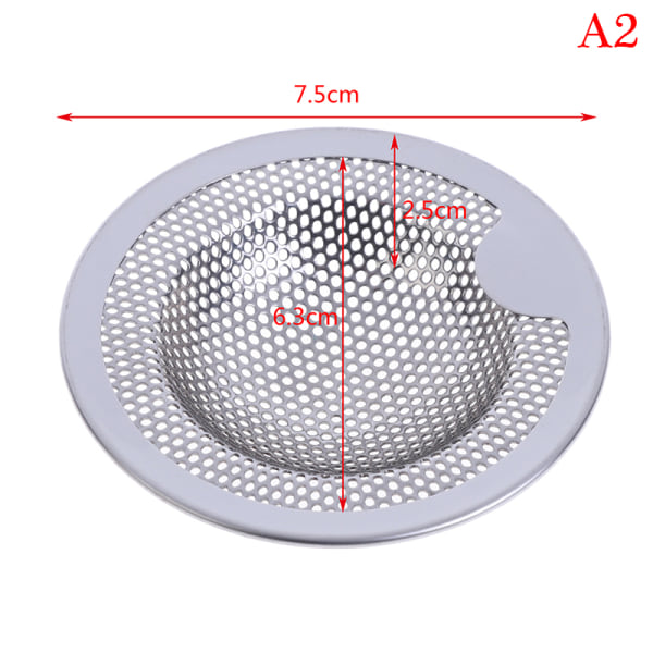 3 størrelse Rustfrit Stål Vask Si Afløbshul Filter Mesh Dra M