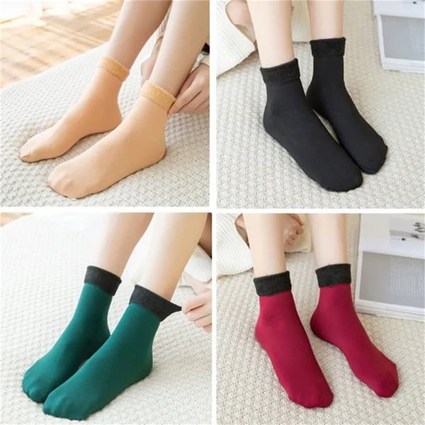 Winter Warm Thicken Thermal Socks Seamless Sock Plus Velvet Flo Green