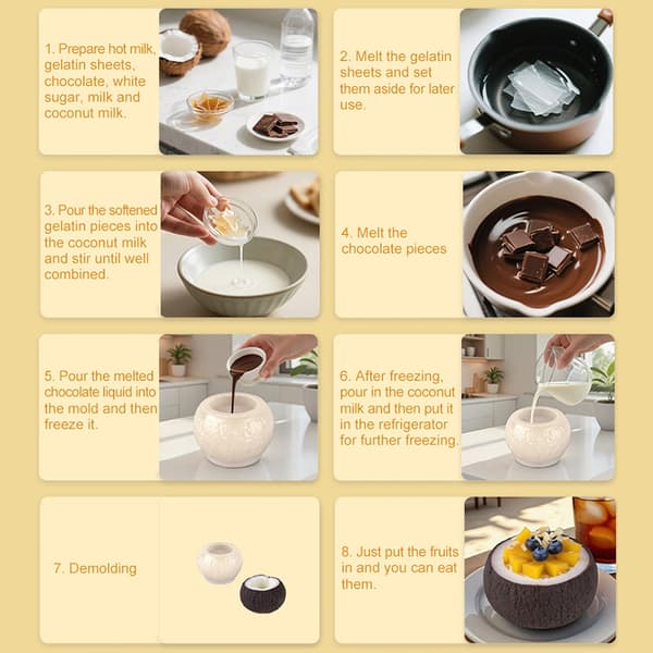 3D Simulering Kokosnøtt Silikonform DIY Mousse Kake Dessert Bak 1pc