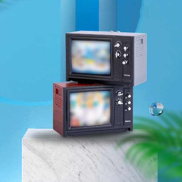 Dukkehus Miniature ornamenter Mini retro tv legetøjs ornamenter D