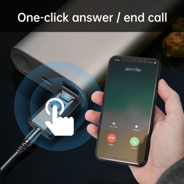 Mini USB Bluetooth 5.0 lähetinvastaanotin Stereosovitin 3,5 m Black