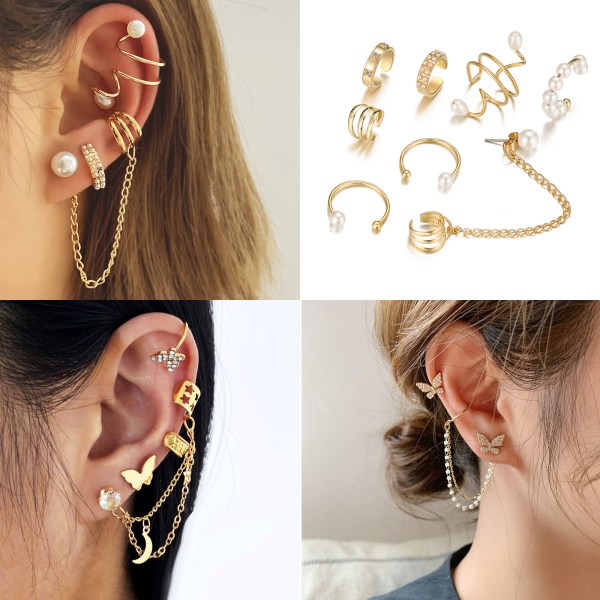 Nya pärlor örhängen män och kvinnor örhängen icke-pierced falska vagn gold model:55068