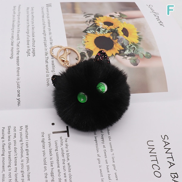 e Blush Cat Ball nøkkelring Plysj anheng Bag Anheng Bursdag Gi F