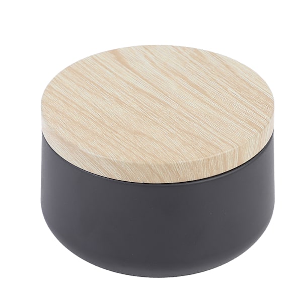 Stearinlys Krukker Lyskasse Blik dåse Trækornslåg Kosmetisk Po Black 2 pcs
