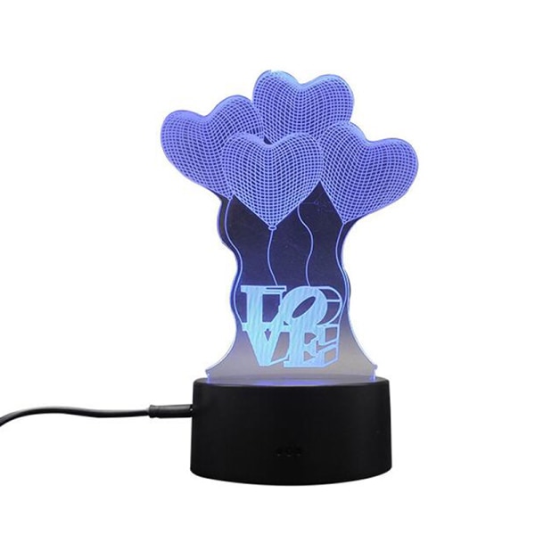 1 stk 3D Illusion Lampe RGB LED Nattlys Akrylpanel for barn peacock