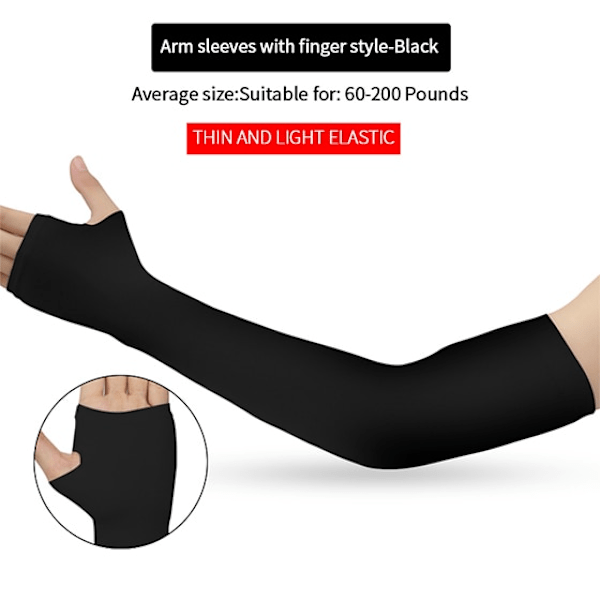 Käsivarsi Hihat Ice Fabric Hengittävä Quick Dry Running Sportswear Black