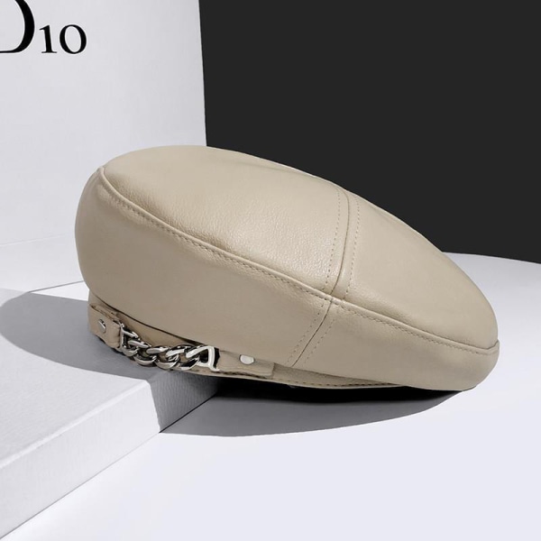 Dammode Vintage Elegant Metal Chain Läder Octagonal Sol Beige