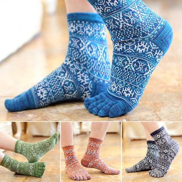 Hot Rea Nya Herr Damstrumpor Pure Cotton Sports Five Fing Blue