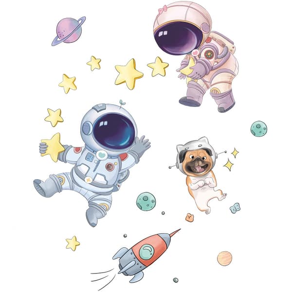 e Space Astronaut seinätarrat lapsille päiväkodin seinädeco one size