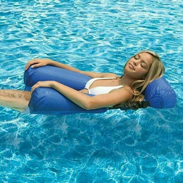 Oppustelig Svømmestol Pool Sæder Sammenfoldelig Vand Be Dark blue