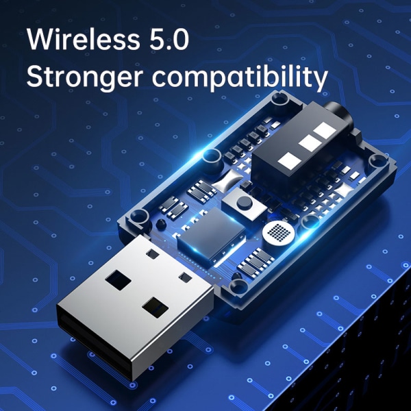 Mini USB Bluetooth 5.0 lähetinvastaanotin Stereosovitin 3,5 m Black